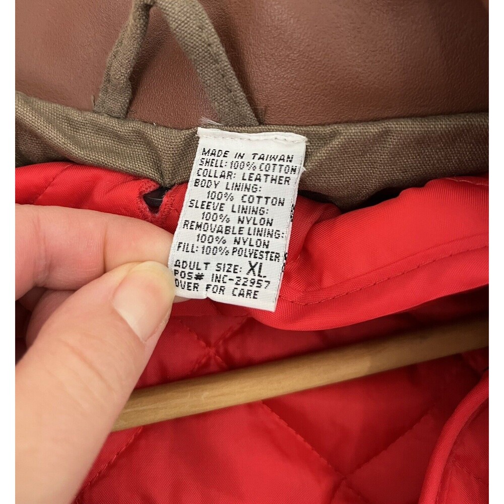 Gilrichco Mens Canvas Trench Coat Sz XL Convertible Removable Lining Leather - Picture 12 of 13